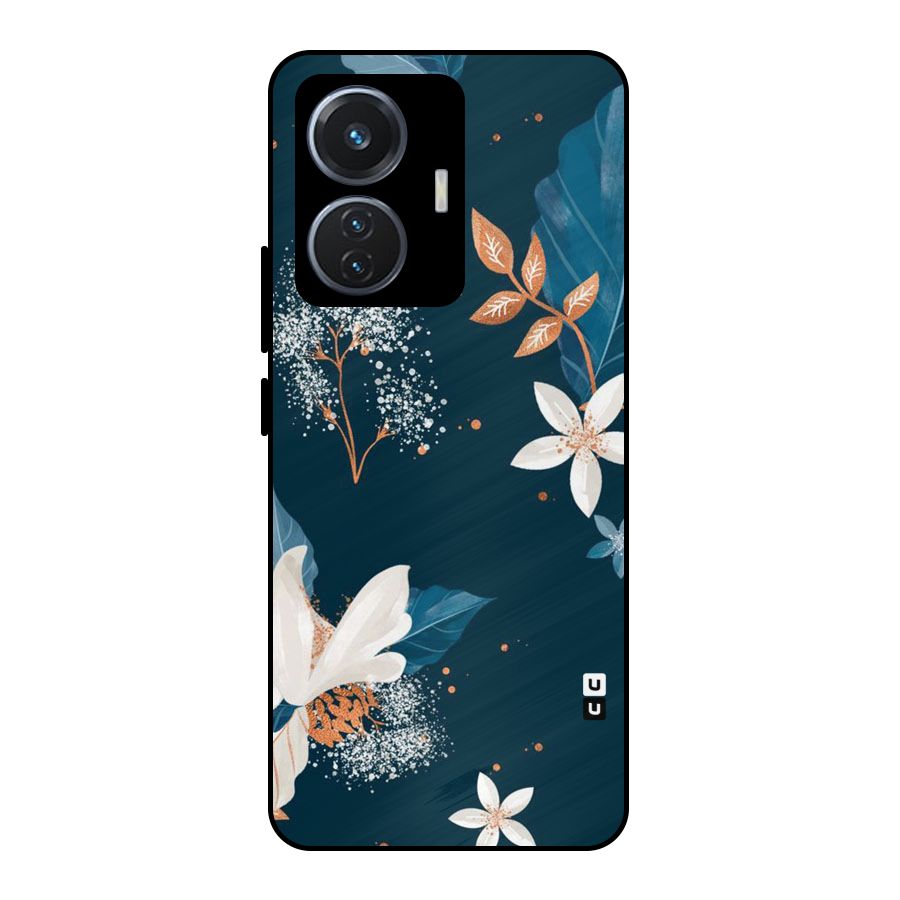 Royal Floral Metal Back Case for Vivo T1 44W