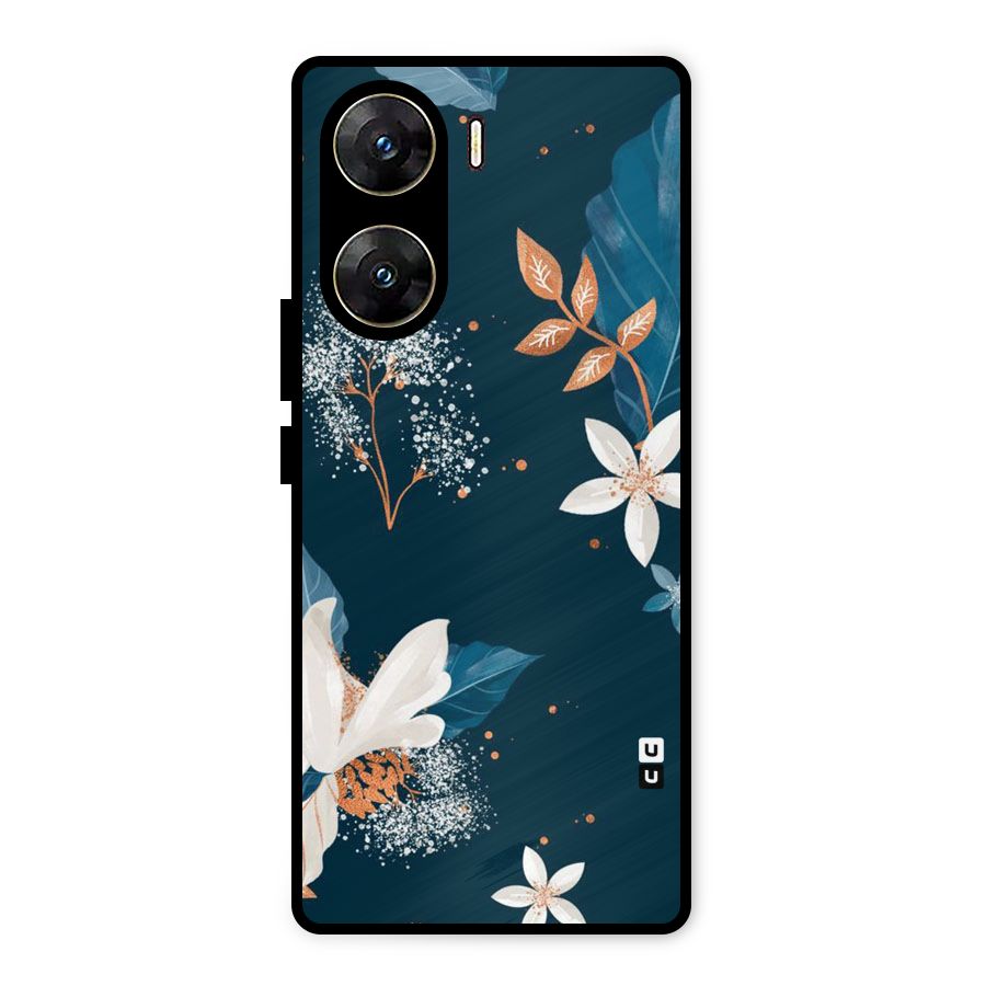 Royal Floral Metal Back Case for Vivo V29e