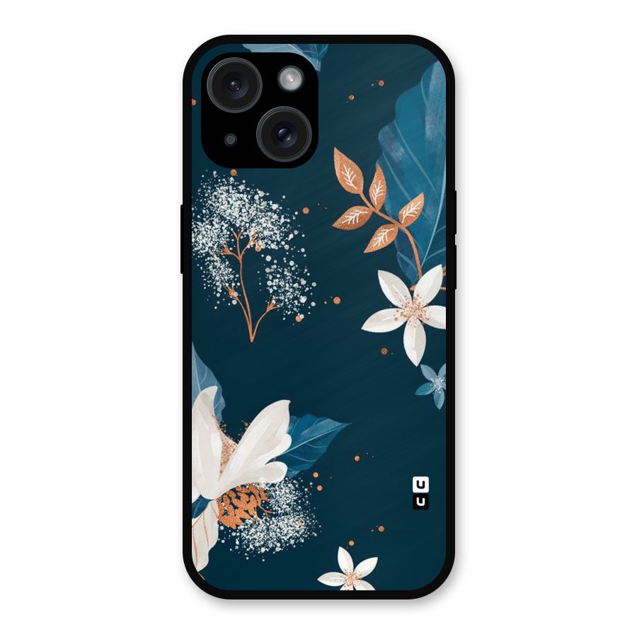 Royal Floral Metal Back Case for iPhone 15