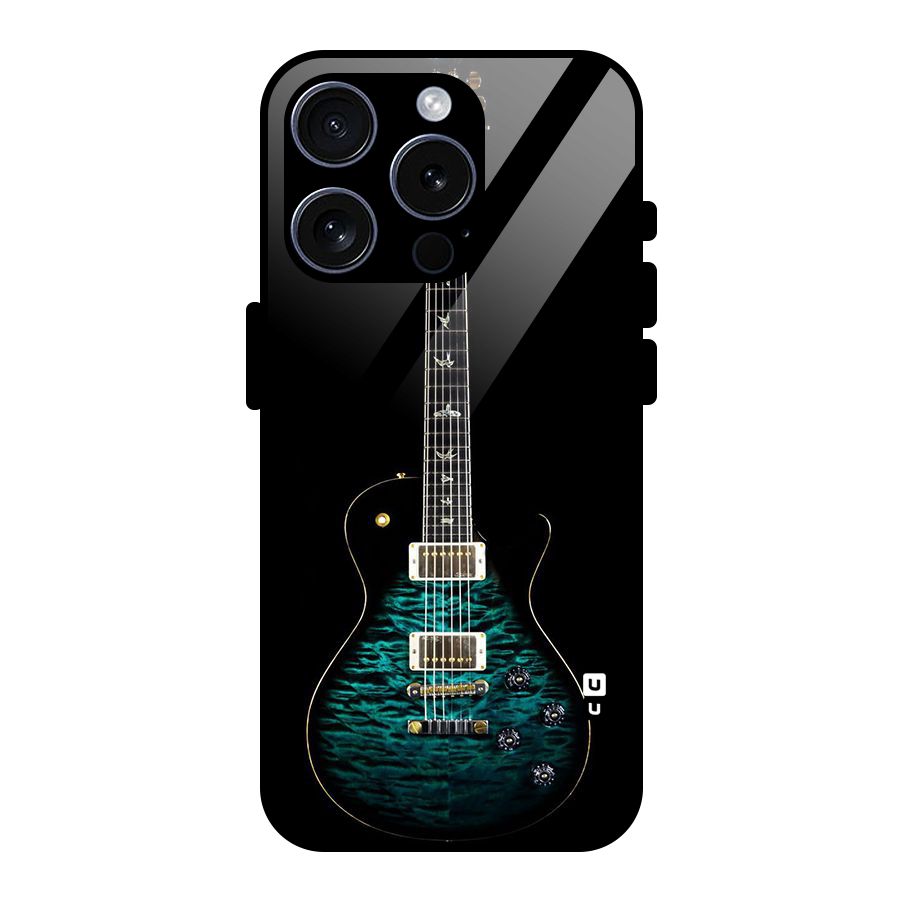 Royal Green Guitar Glass Back Case for iPhone 15 Pro