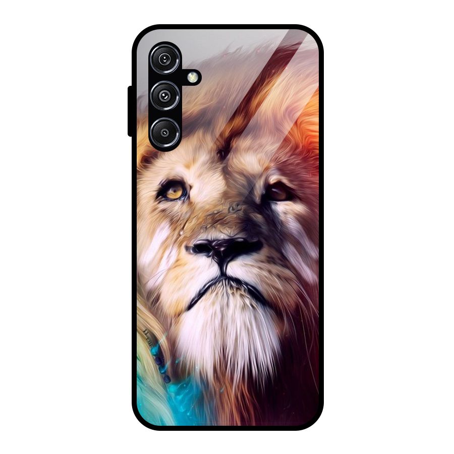 Royal Lion Glass Back Case for Galaxy M34 5G
