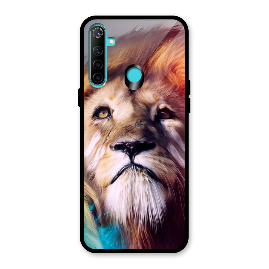 Royal Lion Glass Back Case for Realme 5