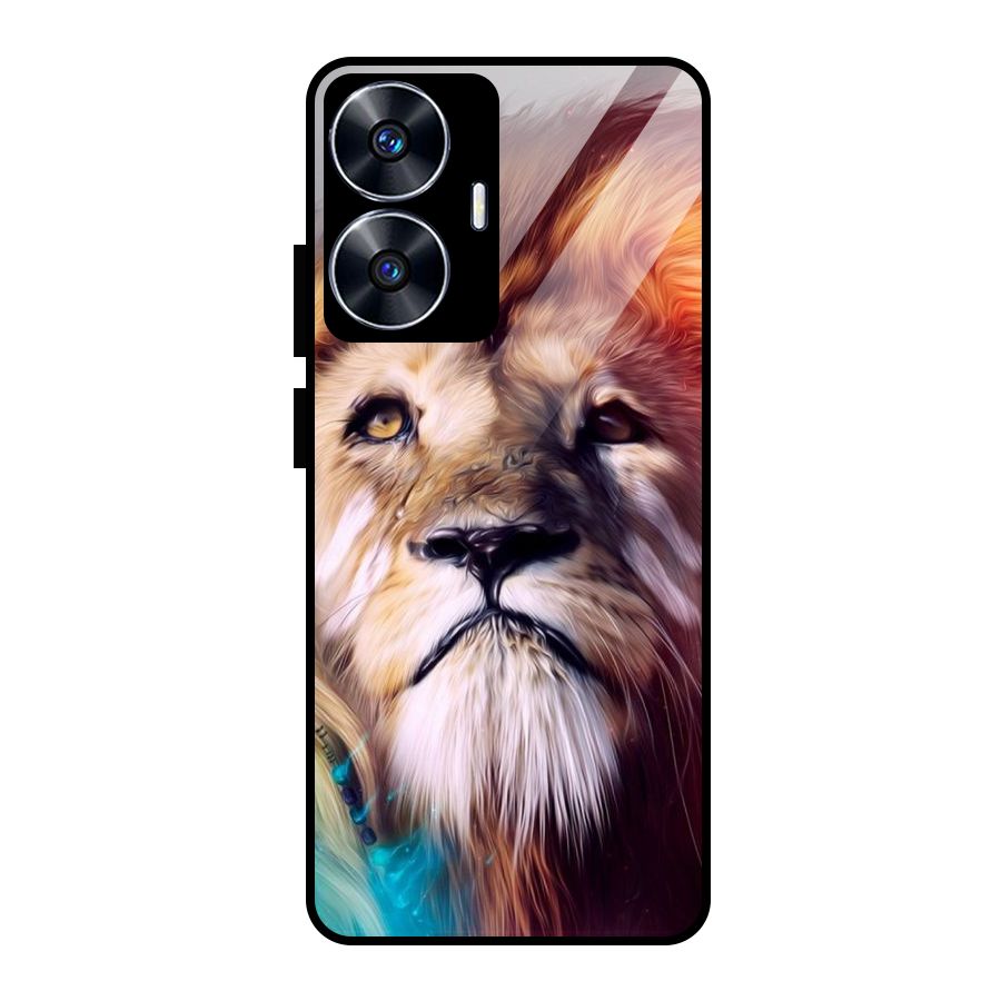Royal Lion Glass Back Case for Realme Narzo N55