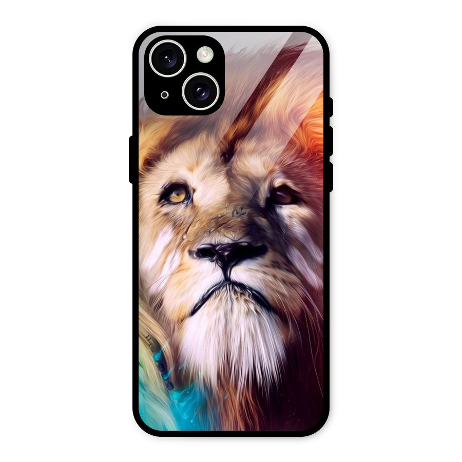 Royal Lion Glass Back Case for iPhone 15 Plus
