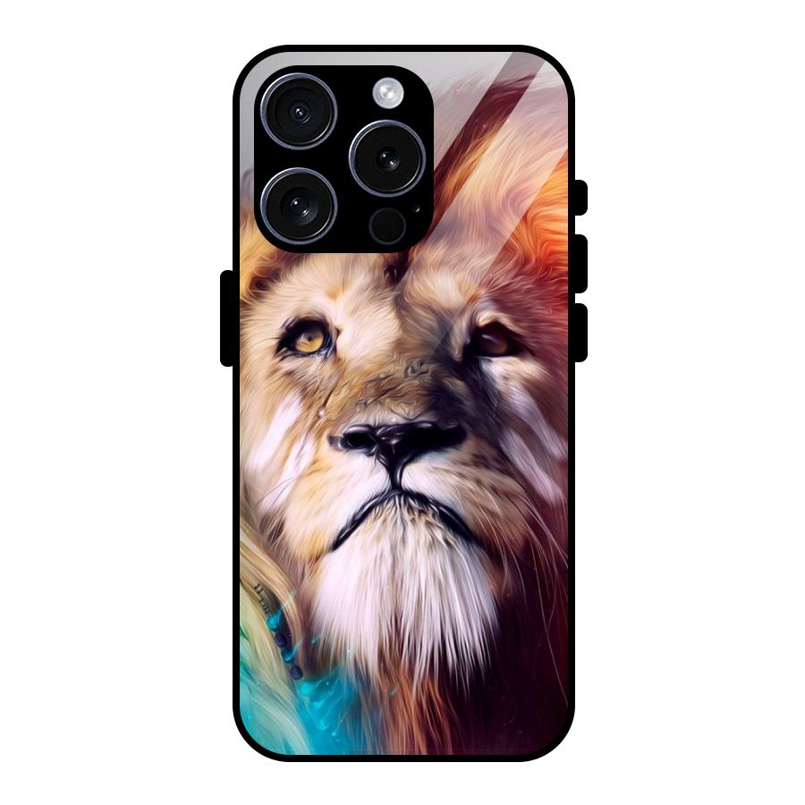 Royal Lion Glass Back Case for iPhone 15 Pro