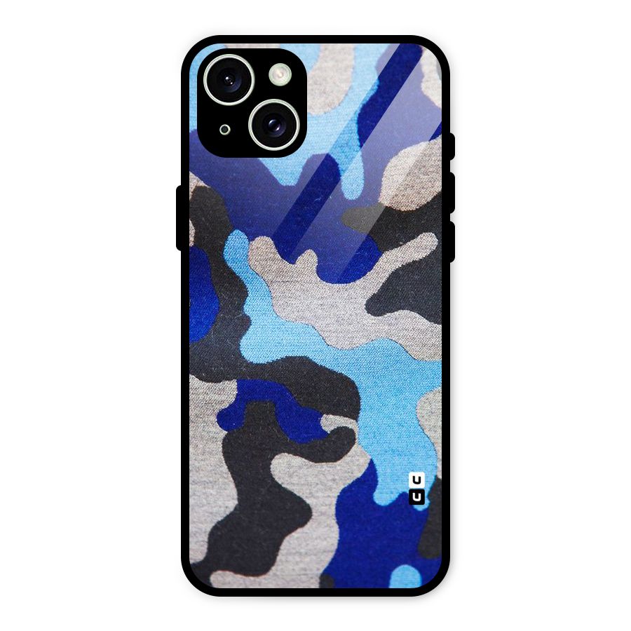 Rugged Camouflage Glass Back Case for iPhone 15 Plus