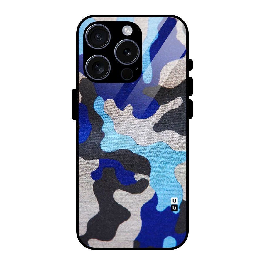 Rugged Camouflage Glass Back Case for iPhone 15 Pro