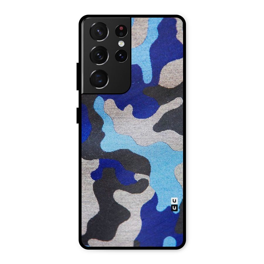 Rugged Camouflage Metal Back Case for Galaxy S21 Ultra 5G