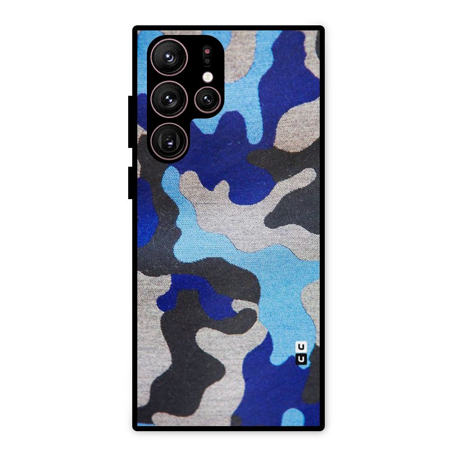 Rugged Camouflage Metal Back Case for Galaxy S22 Ultra 5G