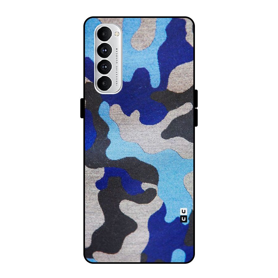 Rugged Camouflage Metal Back Case for Oppo Reno4 Pro
