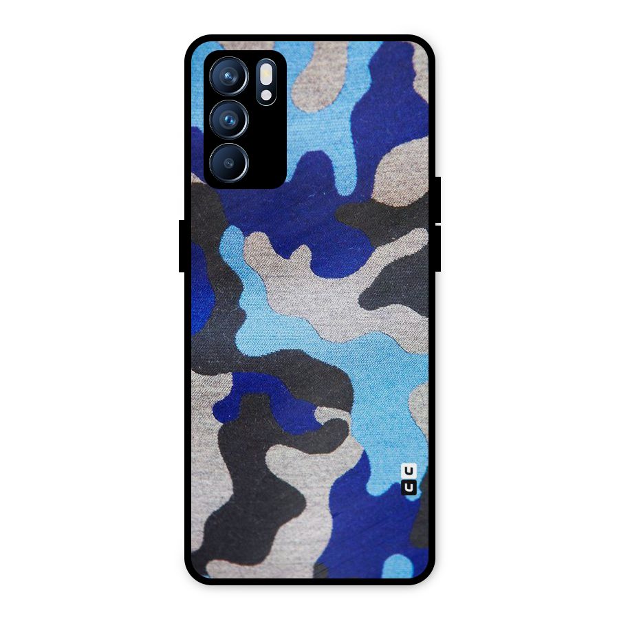 Rugged Camouflage Metal Back Case for Oppo Reno6 5G