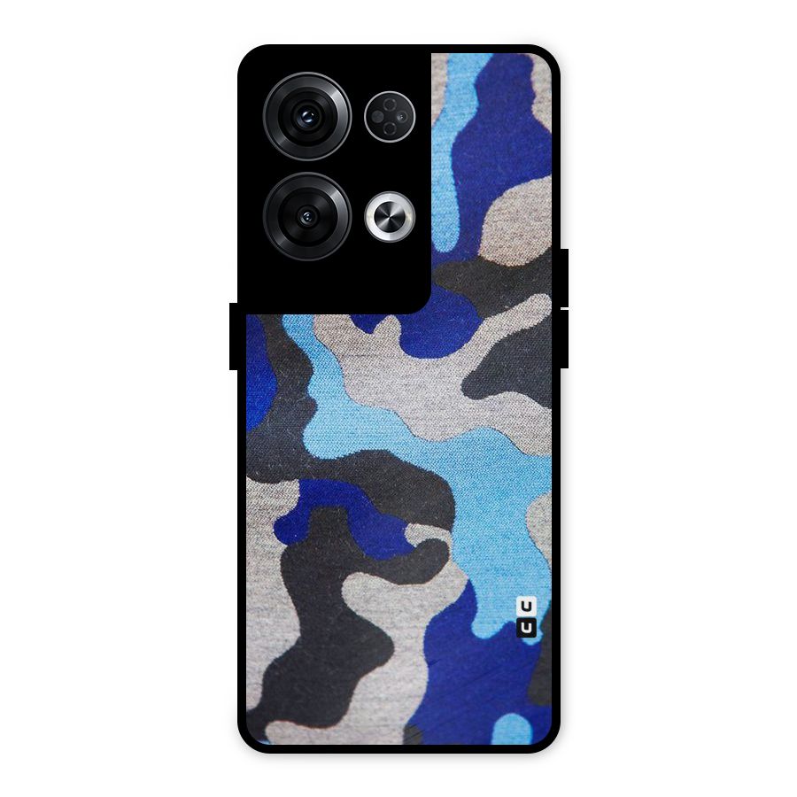 Rugged Camouflage Metal Back Case for Oppo Reno8 Pro 5G