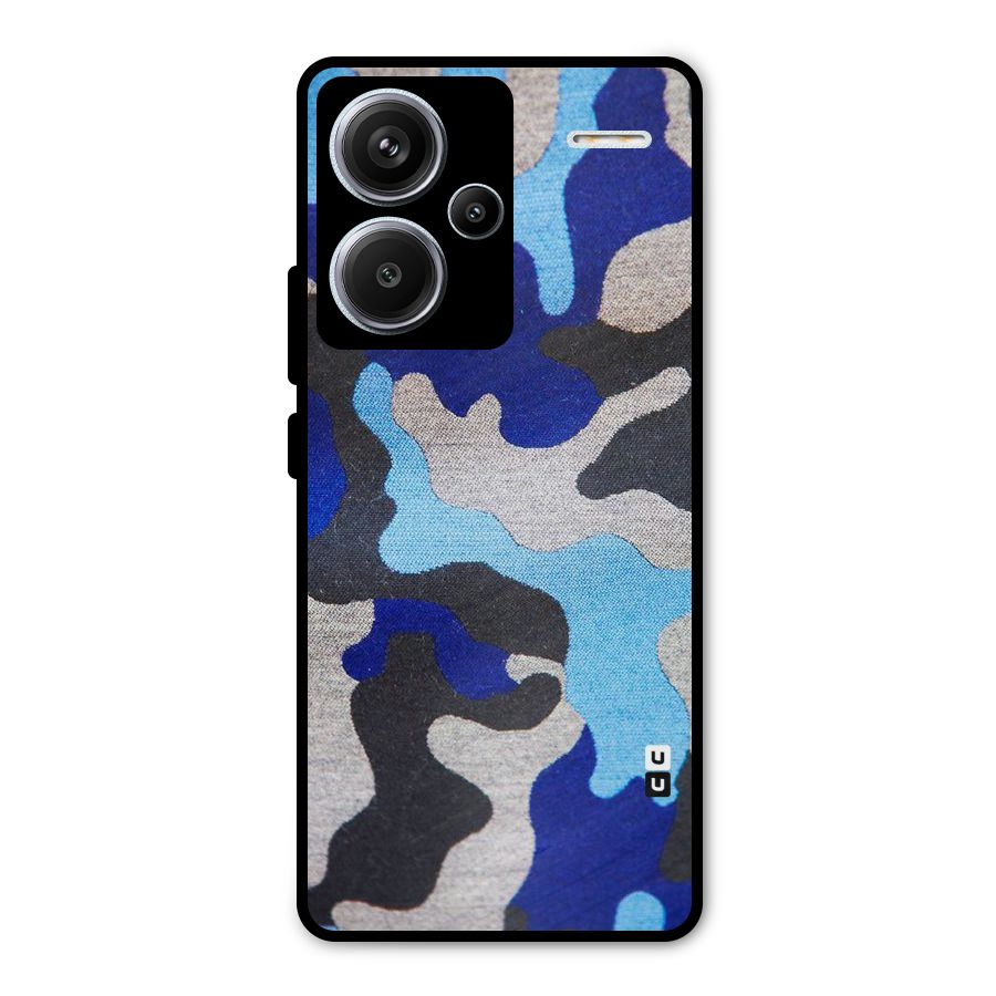 Rugged Camouflage Metal Back Case for Redmi Note 13 Pro Plus