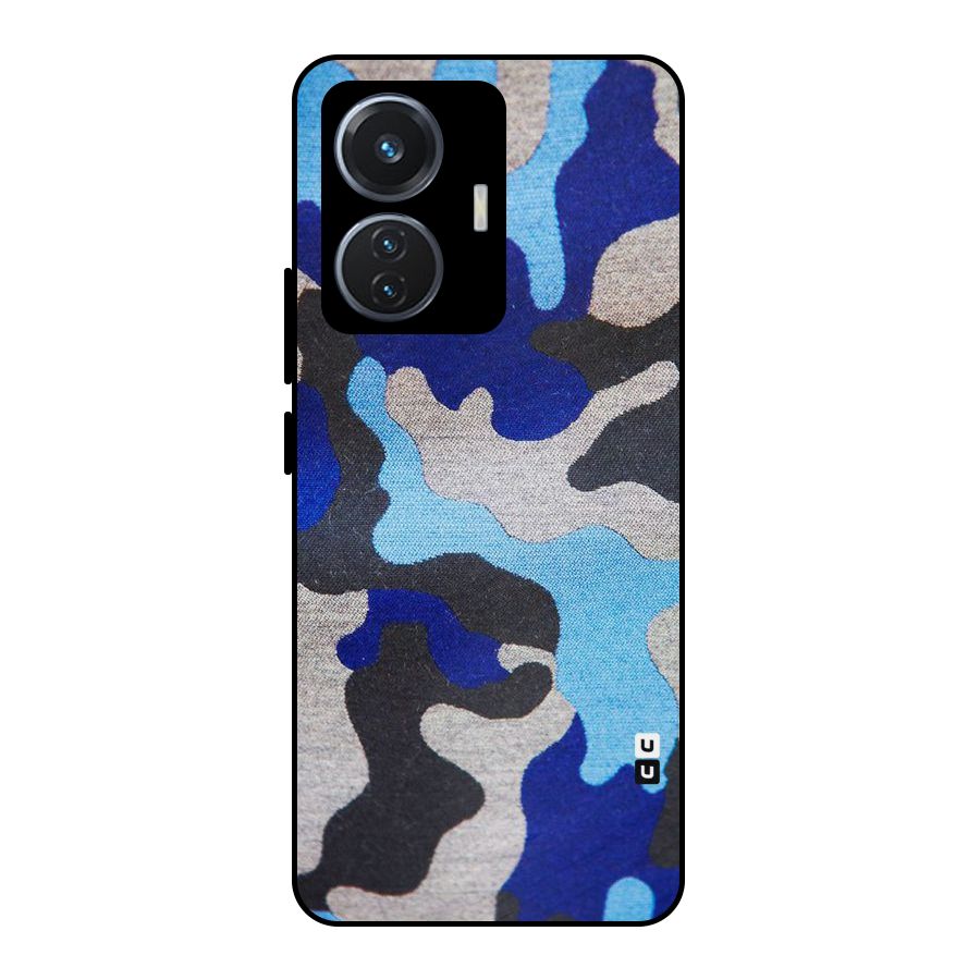 Rugged Camouflage Metal Back Case for Vivo T1 44W