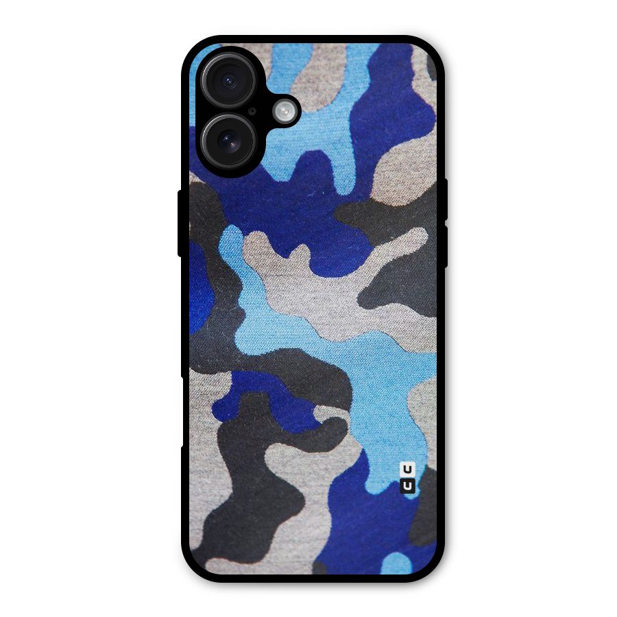 Rugged Camouflage Metal Back Case for iPhone 16 Plus