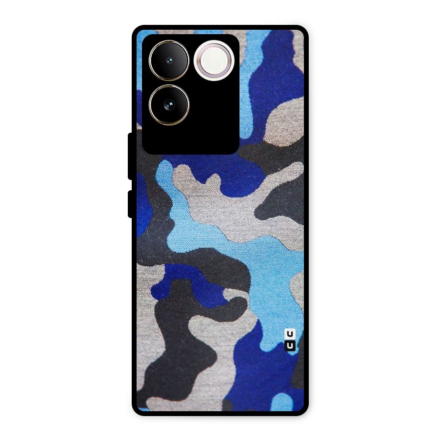 Rugged Camouflage Metal Back Case for iQOO Z7 Pro