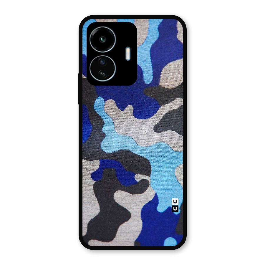 Rugged Camouflage Metal Back Case for vivo iQOO Z6 Lite 5G