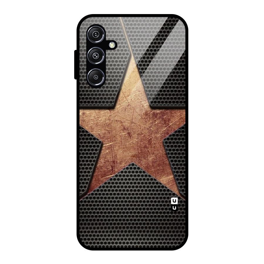 Rugged Gold Star Glass Back Case for Galaxy M34 5G