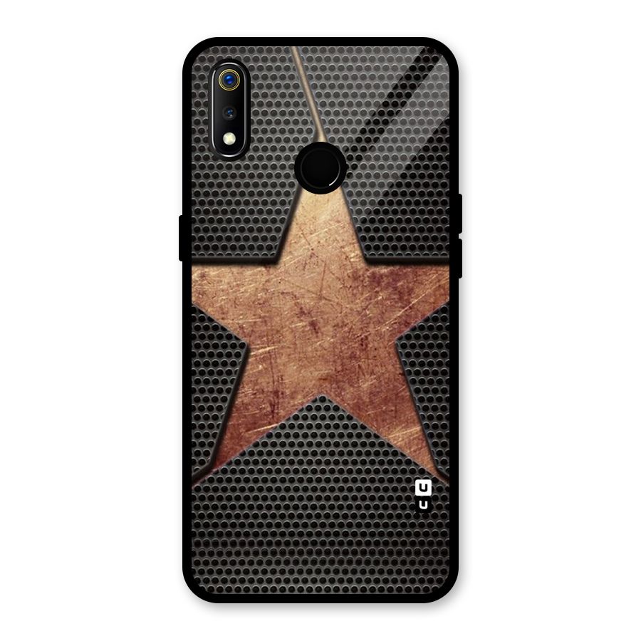 Rugged Gold Star Glass Back Case for Realme 3i
