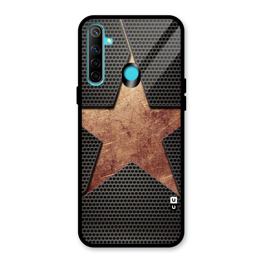 Rugged Gold Star Glass Back Case for Realme 5