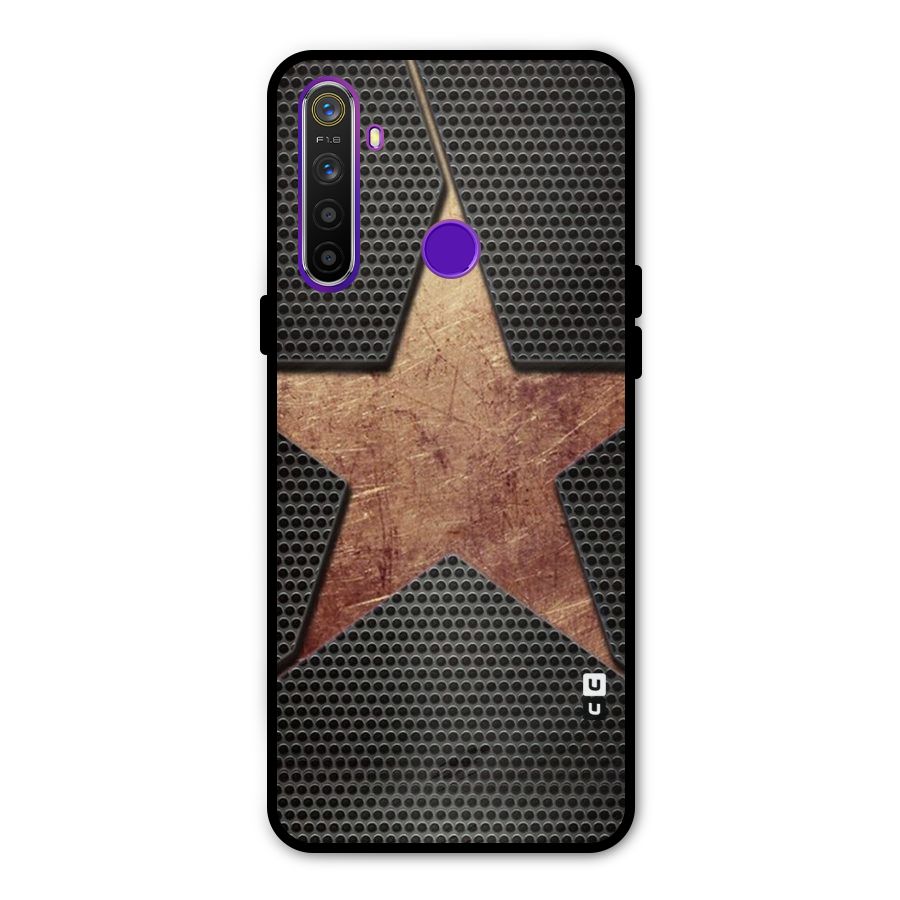 Rugged Gold Star Glass Back Case for Realme 5s
