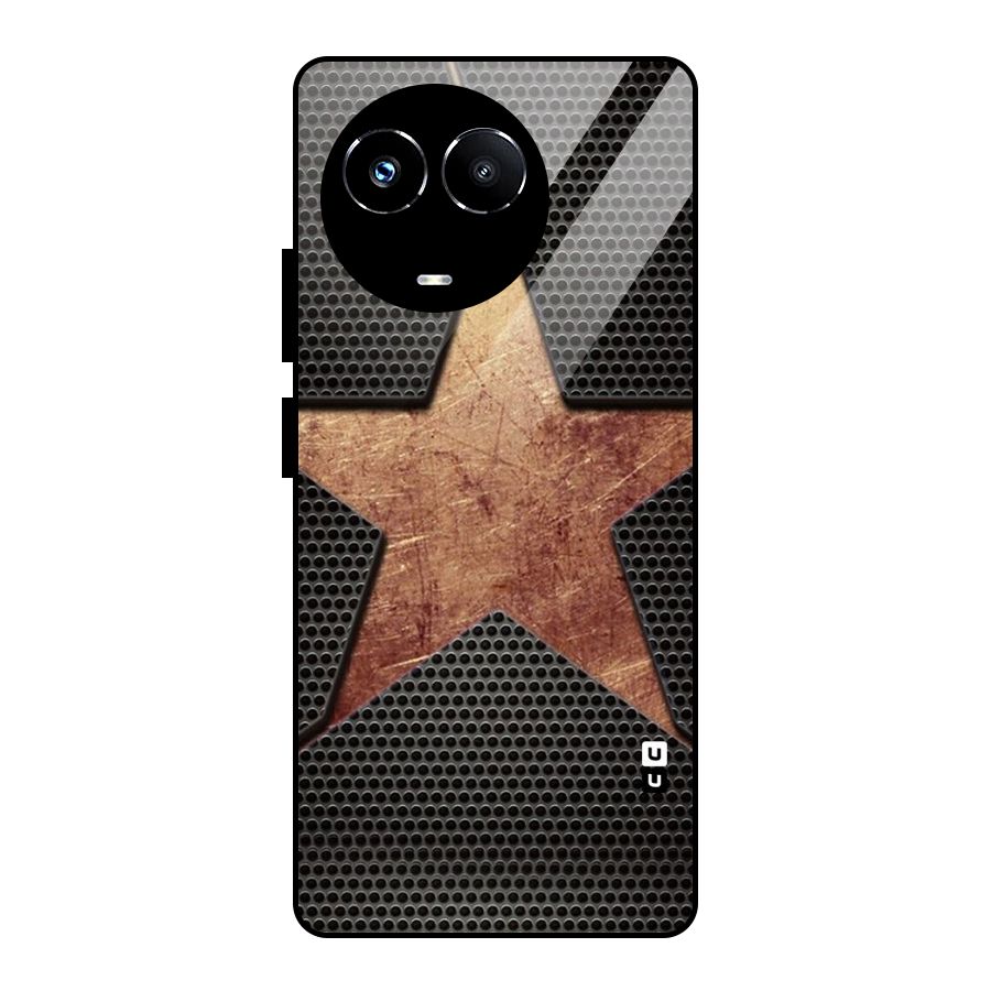 Rugged Gold Star Glass Back Case for Realme Narzo 60X