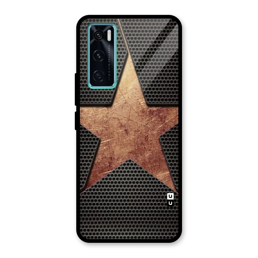 Rugged Gold Star Glass Back Case for Vivo V20 SE