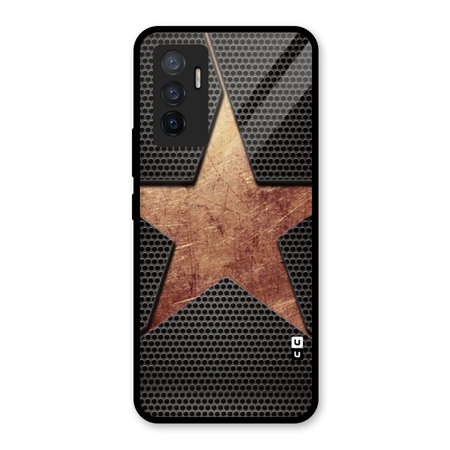 Rugged Gold Star Glass Back Case for Vivo V23e