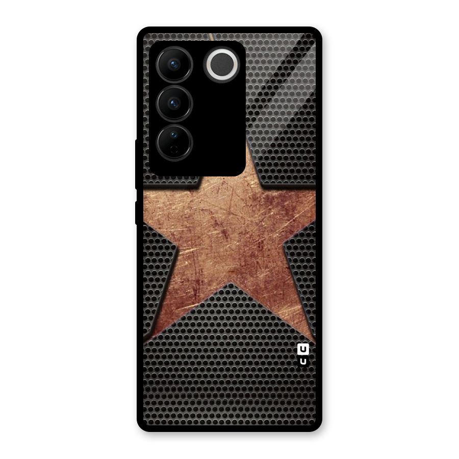 Rugged Gold Star Glass Back Case for Vivo V27