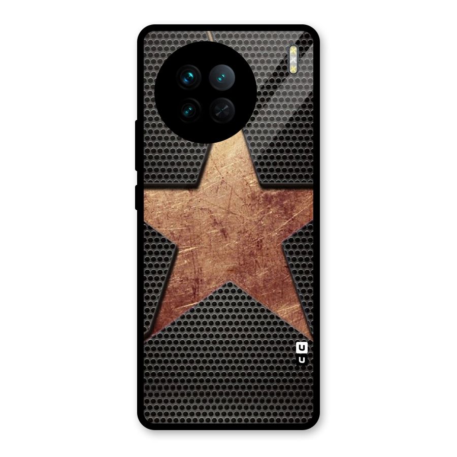 Rugged Gold Star Glass Back Case for Vivo X90