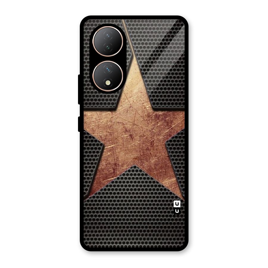 Rugged Gold Star Glass Back Case for Vivo Y100A