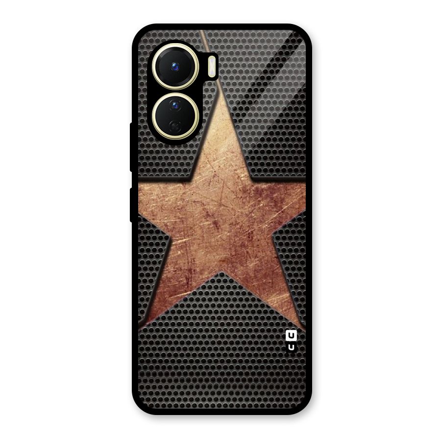 Rugged Gold Star Glass Back Case for Vivo Y16