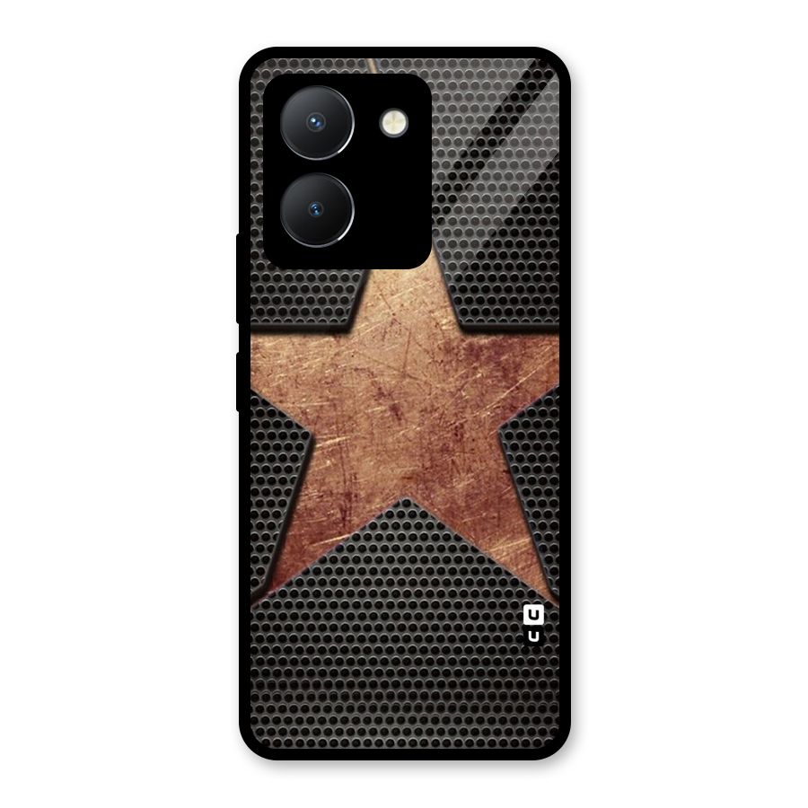 Rugged Gold Star Glass Back Case for Vivo Y36