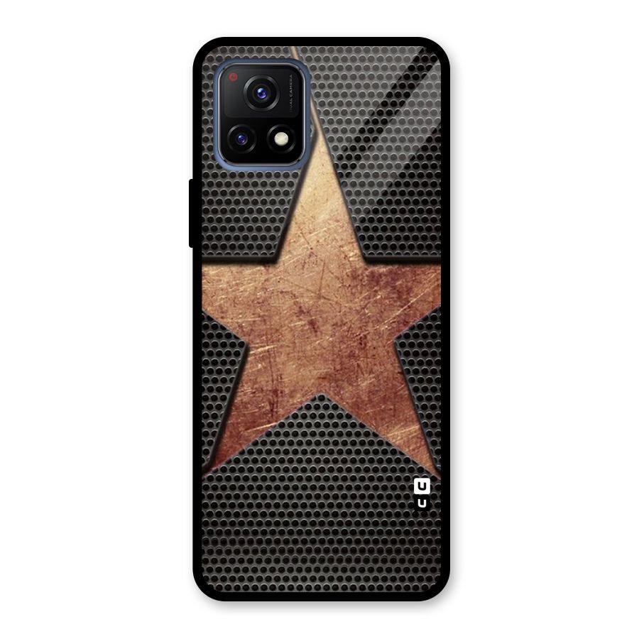 Rugged Gold Star Glass Back Case for Vivo Y72 5G