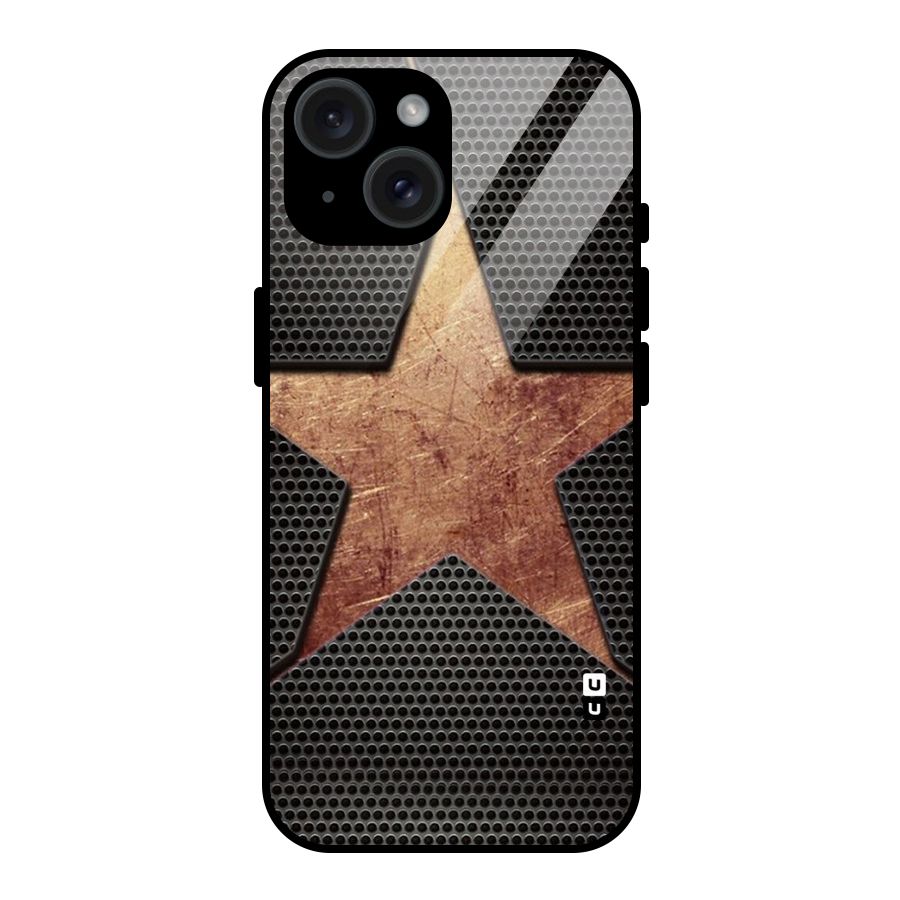 Rugged Gold Star Glass Back Case for iPhone 15