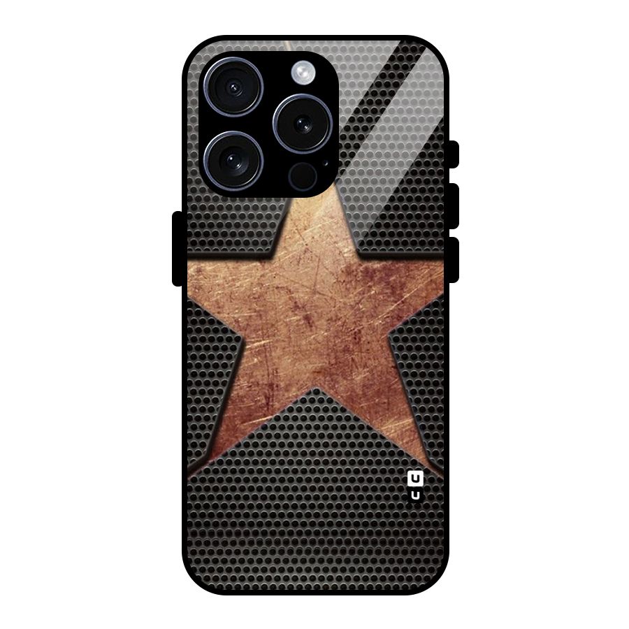 Rugged Gold Star Glass Back Case for iPhone 15 Pro