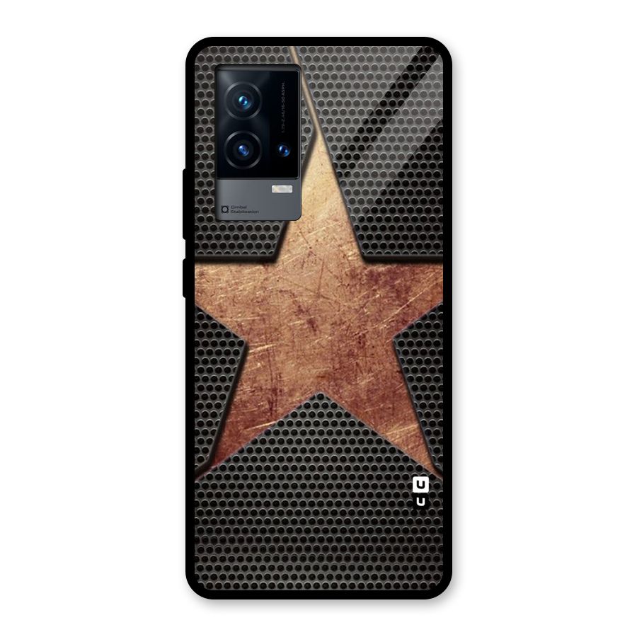Rugged Gold Star Glass Back Case for iQOO 9 5G