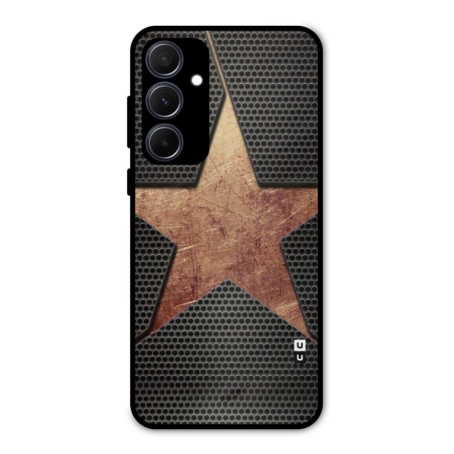 Rugged Gold Star Metal Back Case for Galaxy A35