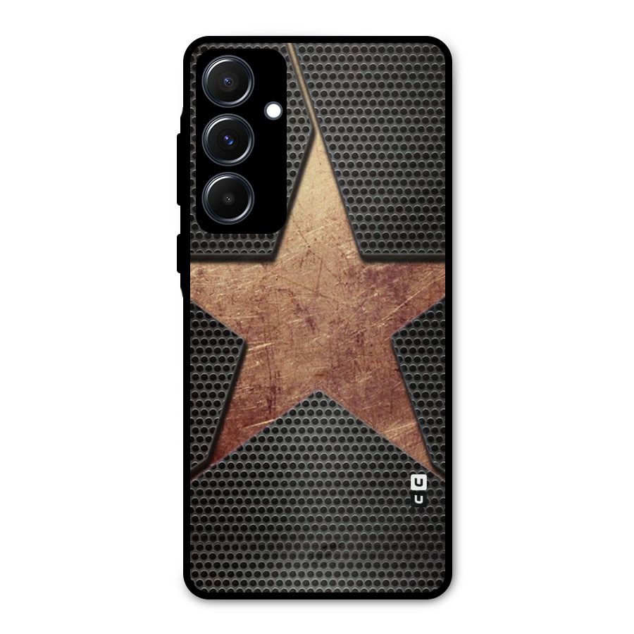 Rugged Gold Star Metal Back Case for Galaxy A55