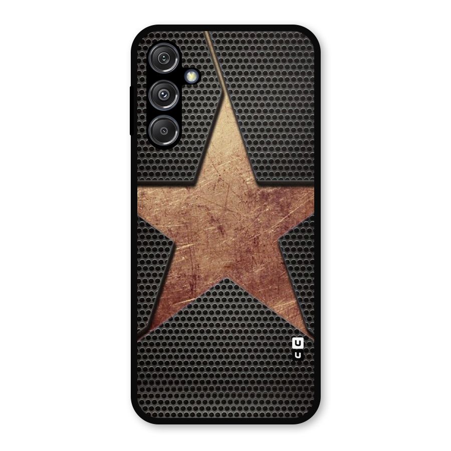 Rugged Gold Star Metal Back Case for Galaxy M34 5G