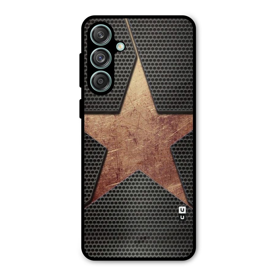 Rugged Gold Star Metal Back Case for Galaxy M55 5G