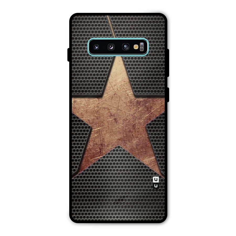 Rugged Gold Star Metal Back Case for Galaxy S10 Plus