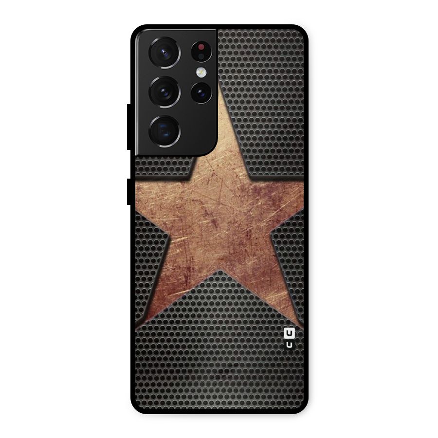 Rugged Gold Star Metal Back Case for Galaxy S21 Ultra 5G