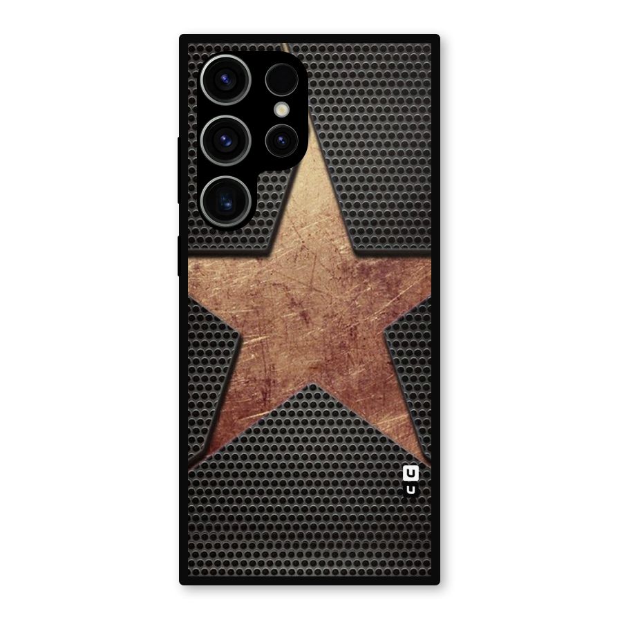 Rugged Gold Star Metal Back Case for Galaxy S23 Ultra
