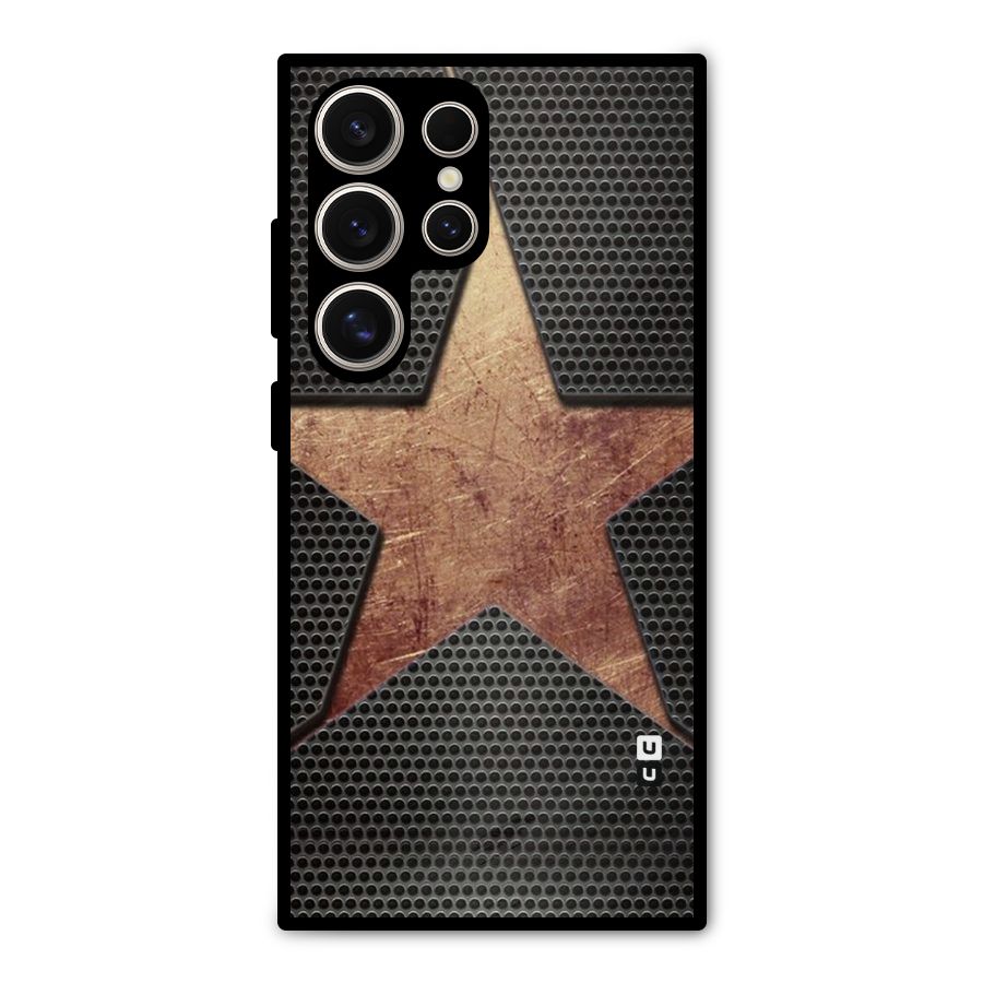 Rugged Gold Star Metal Back Case for Galaxy S24 Ultra
