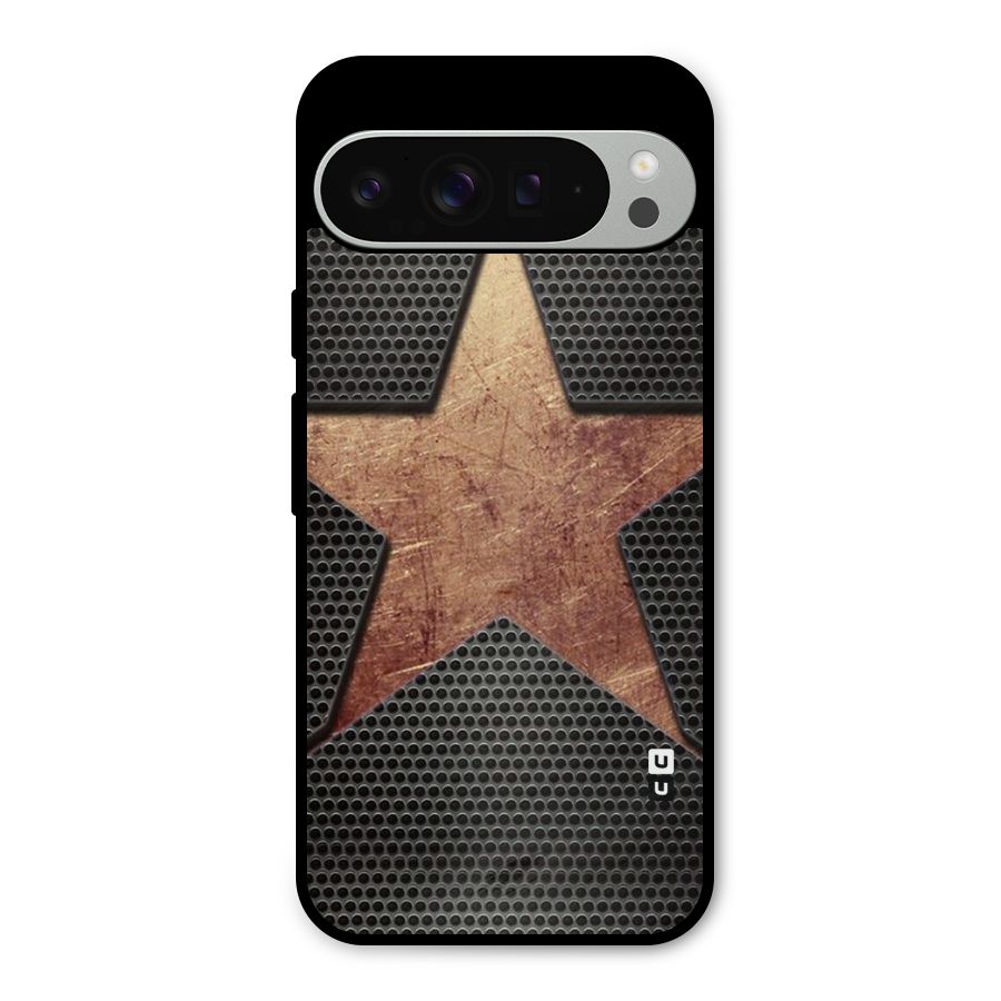 Rugged Gold Star Metal Back Case for Google Pixel 9 Pro XL