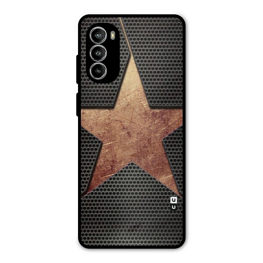 Rugged Gold Star Metal Back Case for Moto G52