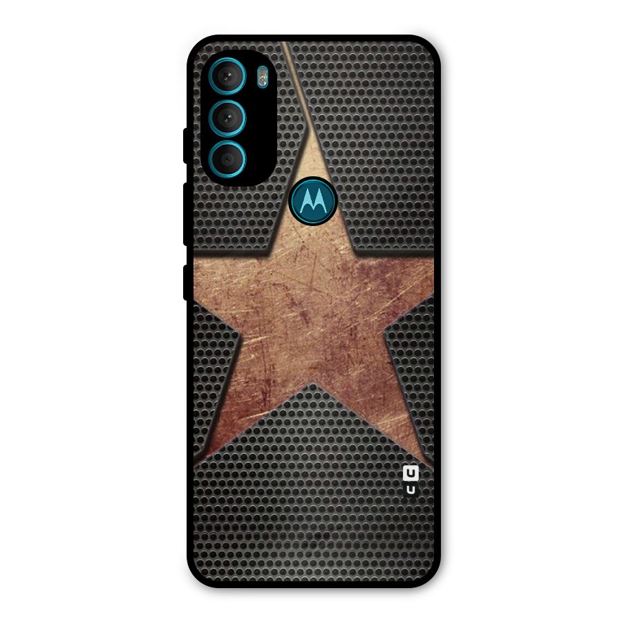 Rugged Gold Star Metal Back Case for Moto G71 5G