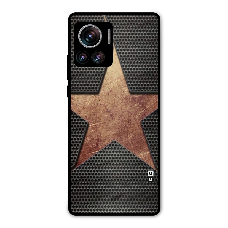Rugged Gold Star Metal Back Case for Motorola Edge 30 Ultra
