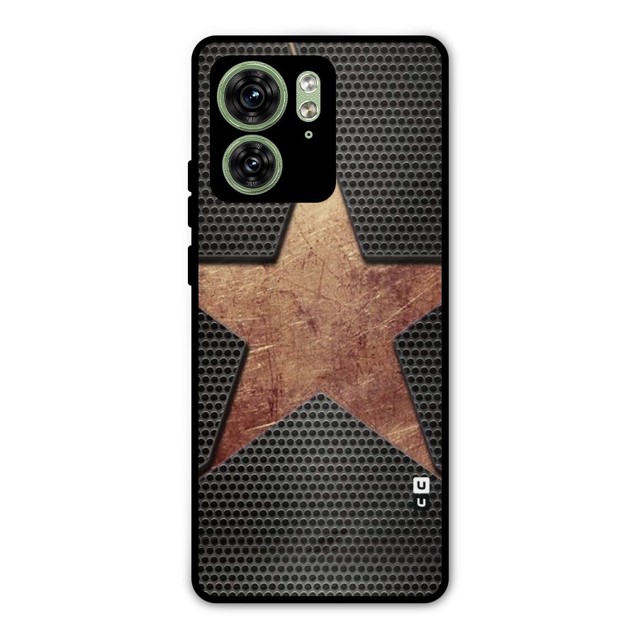 Rugged Gold Star Metal Back Case for Motorola Edge 40 5G
